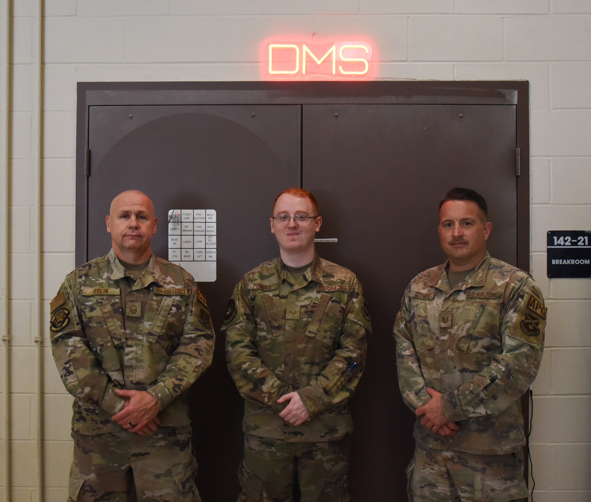 Members of the 117th Air Refueling Wing's Decentralized Maintenance shop (DMS) pose for a photo at Sumpter Smith Joint National Guard Base in Birmingham, Ala., May 2, 2024. DMS was chosen as the Team Talk Unit Spotlight for the Wing's monthly newsletter. (U.S. Air National Guard photo by Senior Airman Kasie Faddis)