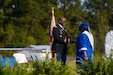 Col. Gerry Jackson shakes hands with a 2024 graduate of Escambia County High School in his hometown of Atmore, AL on May 16, 2024. Col. Jackson returned to the high school he once attended as the commencement speaker.