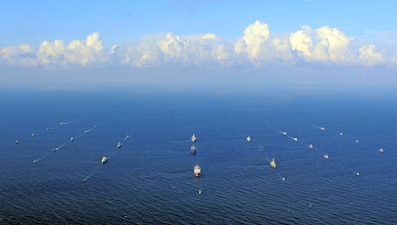 Ships participating in BALTOPS 24 transit  the Baltic Sea.