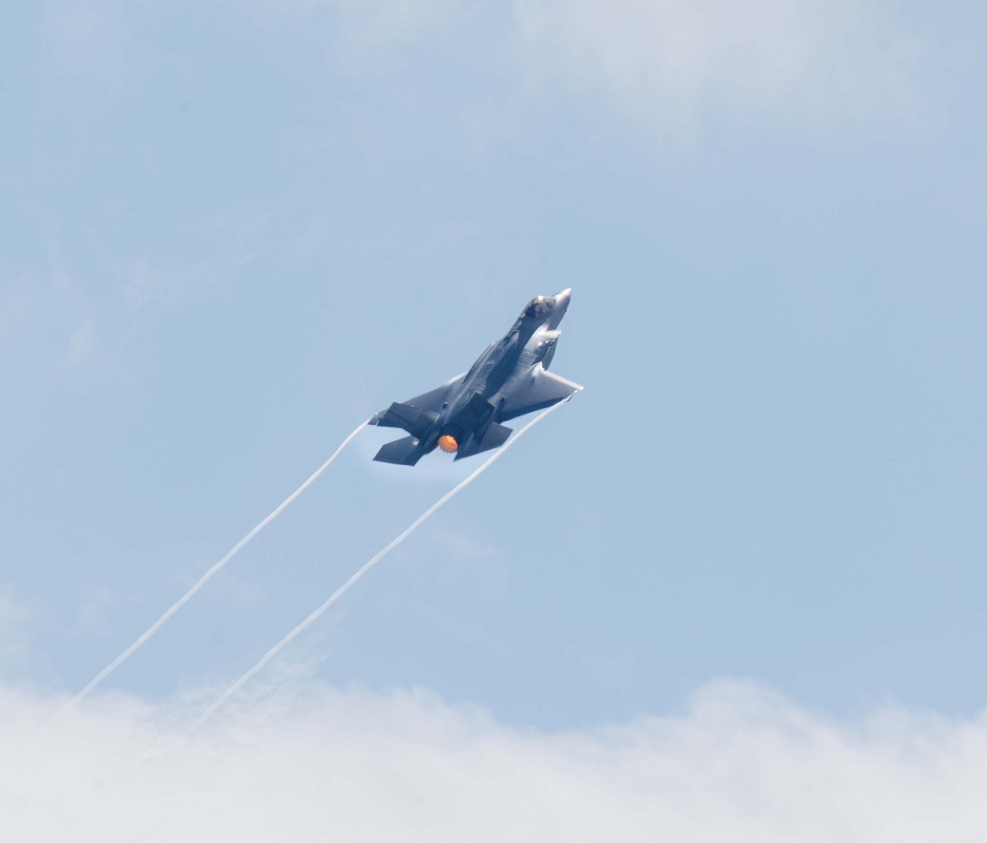 A U.S. Air Force F-35A Lightning II takes flight during Ramstein 1v1 at Ramstein Air Base, Germany, June 6, 2024. Ramstein 1v1, U.S. Air Forces in Europe - Air Forces Africa's first-ever basic fighter maneuvers exercise at Ramstein AB, included 37 fighter aircraft from nine NATO countries such as F-35A Lightning IIs; F-16 Fighting Falcons; Eurofighter Typhoons; Dassault Rafale Cs; F/A-18 Hornets and a Douglas A-4 Skyhawk. (U.S. Air Force photo by Airman 1st Class Trevor Calvert)