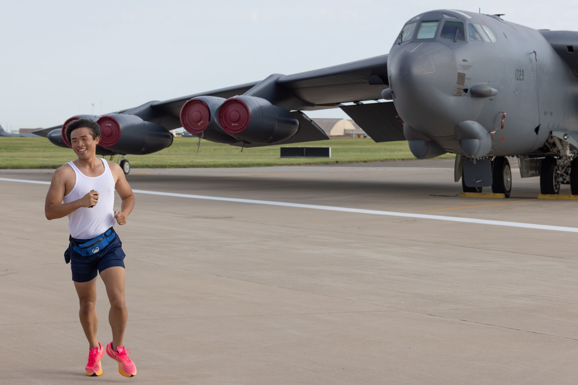 man running by b52