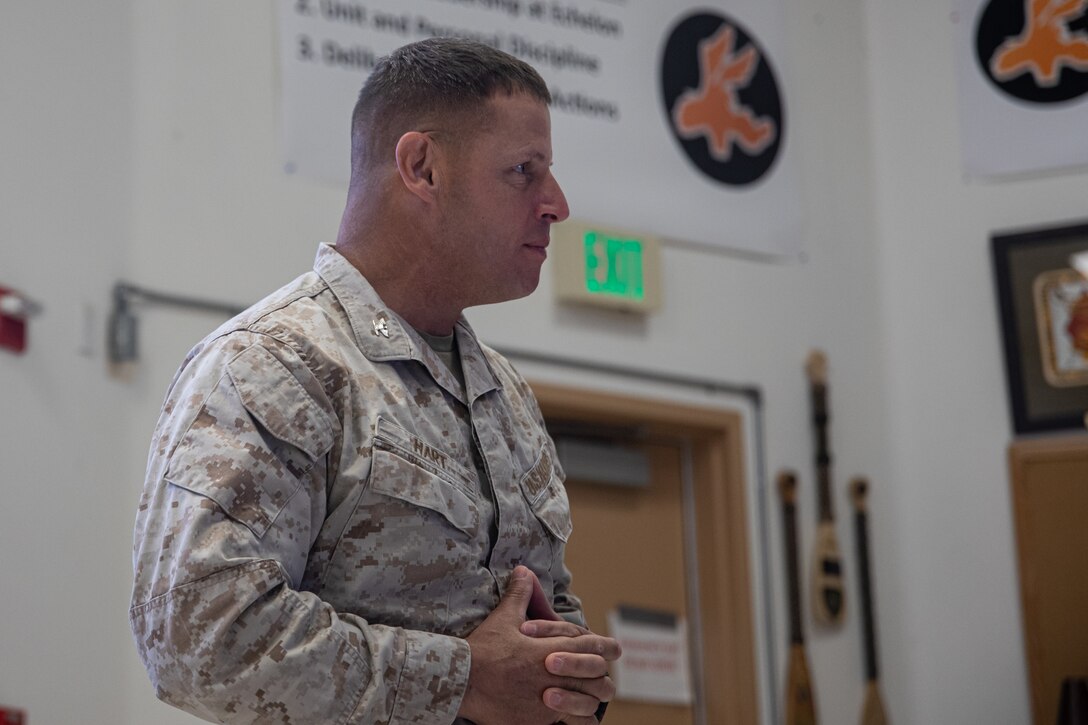 Marines attend Integrated Training Exercise 4-24 welcome aboard brief