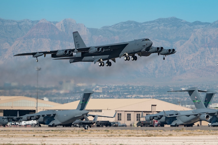 A jet flies.
