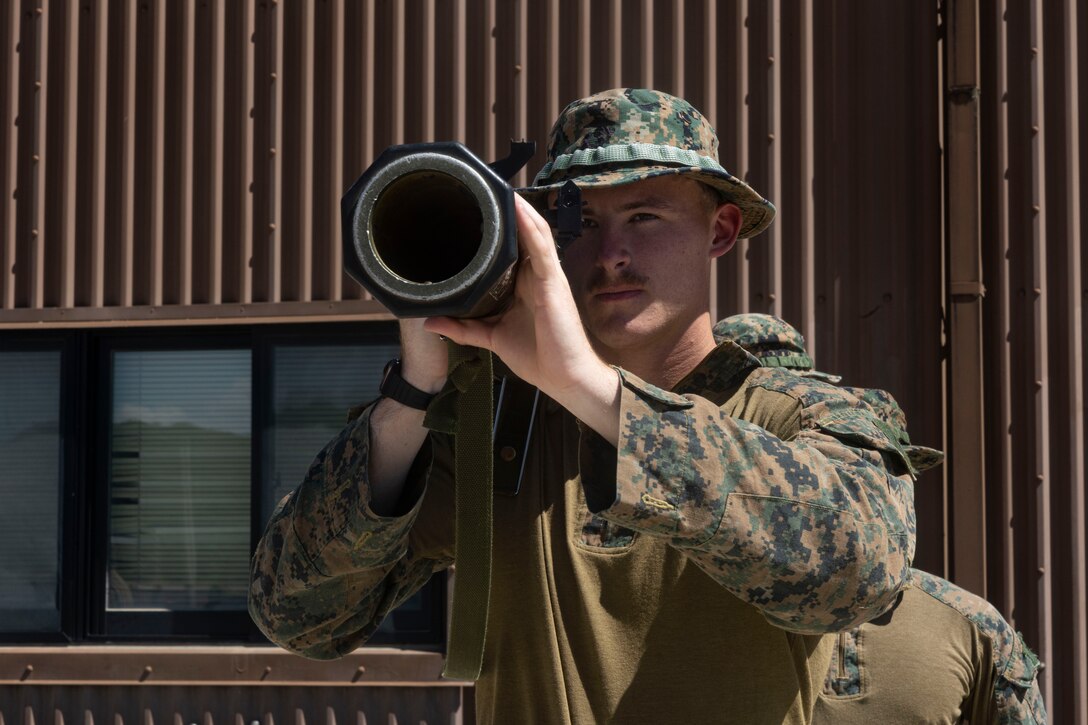 U.S. Marine Corps Lance Cpl. Zachary Howell practices proper firing procedure with an AT-4 rocket launcher trainer during Korea Viper 24.2 at Rodriguez Live-Fire Complex, Republic of Korea, May 28, 2024. Korea Viper is a recurring exercise series that demonstrates the ROK and U.S. Marine Corps’ ability to respond decisively in the region as a singular, unified force while strengthening relationships and trust between the two allies. Howell a rifleman and a native of Illinois, is forward deployed in the Indo-Pacific region under 4th Marine Regiment, 3d Marine Division as part of the Unit Deployment Program.

(U.S. Marine Corps photo by Sgt. Davin Tenbusch)