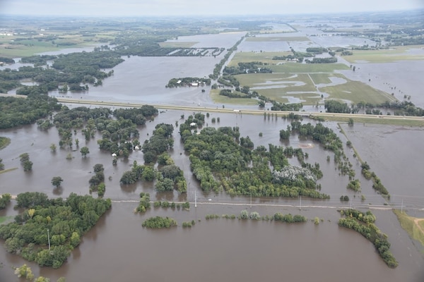 Big Sioux River Flooding at Interstate 90 in South Dakota.