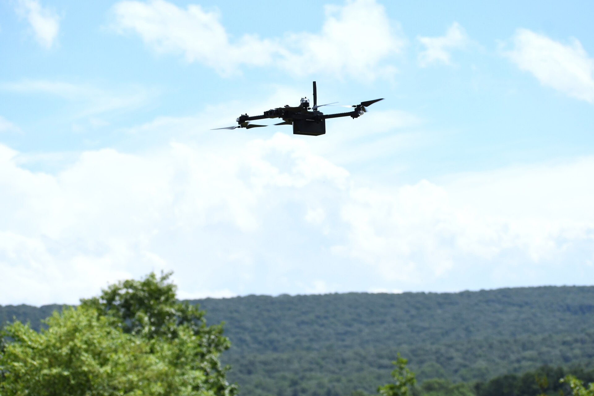 Soldiers with the Army National Guard train with RQ-28A short range reconnaissance quadcopters during a field training exercise at Fort Indiantown Gap, Pennsylvania, June 6, 2024. Instructors with the Pennsylvania National Guard's 166th Regiment Regional Training Institute led the training, where Soldiers gained the most up-to-date knowledge and readiness with these drones. (U.S. Army National Guard photo by Spc. Aliyah Vivier)