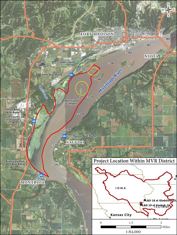 Map of Lee County Continuing Authorities Program Project Area