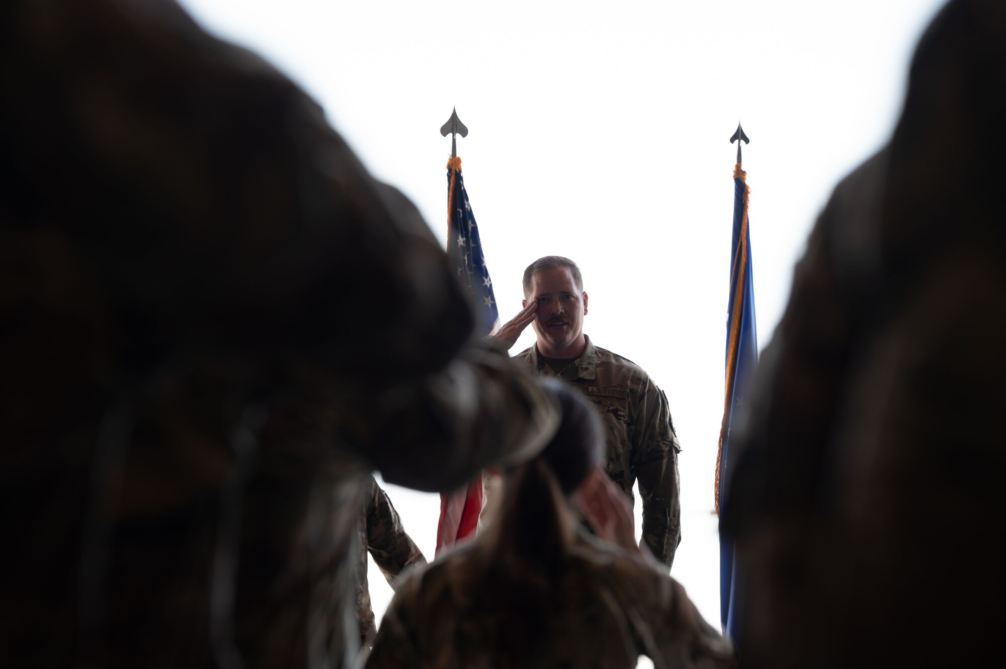 U.S. Air Force Maj. Joshua Belanger, incoming 436th Aircraft Maintenance Squadron commander, accepts his first salute from his unit during a change of command ceremony at Dover Air Force Base, Delaware, June 10, 2024. The ceremony saw Lt. Col. Alexander Barnett relinquish command to Belanger.
(U.S. Air Force photo by Dieondiere Jefferies)