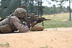 Sgt. Laharey Robinson, an infantryman assigned to Bravo Co., 1st Battalion, 120th Infantry Regiment, 30th Armored Brigade Combat Team, test fires the newly fielded Next Generation Squad Weapon Rifle XM7 during the qualification table of the Integrated Weapons Training Strategy at Fort Liberty, North Carolina June 6, 2024. The 30th ABCT is a major subordinate command that falls under the North Carolina National Guard and was selected to be the first National Guard unit to field test the XM7 and the XM250, which are replacing the M4/M4A1 carbine and the M249 Squad Automatic Weapon.
