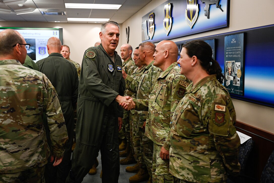 Gen. Mike Minihan, Commander of Air Mobility Command, visits the Niagara Falls Air Reserve Station June 8, 2024.