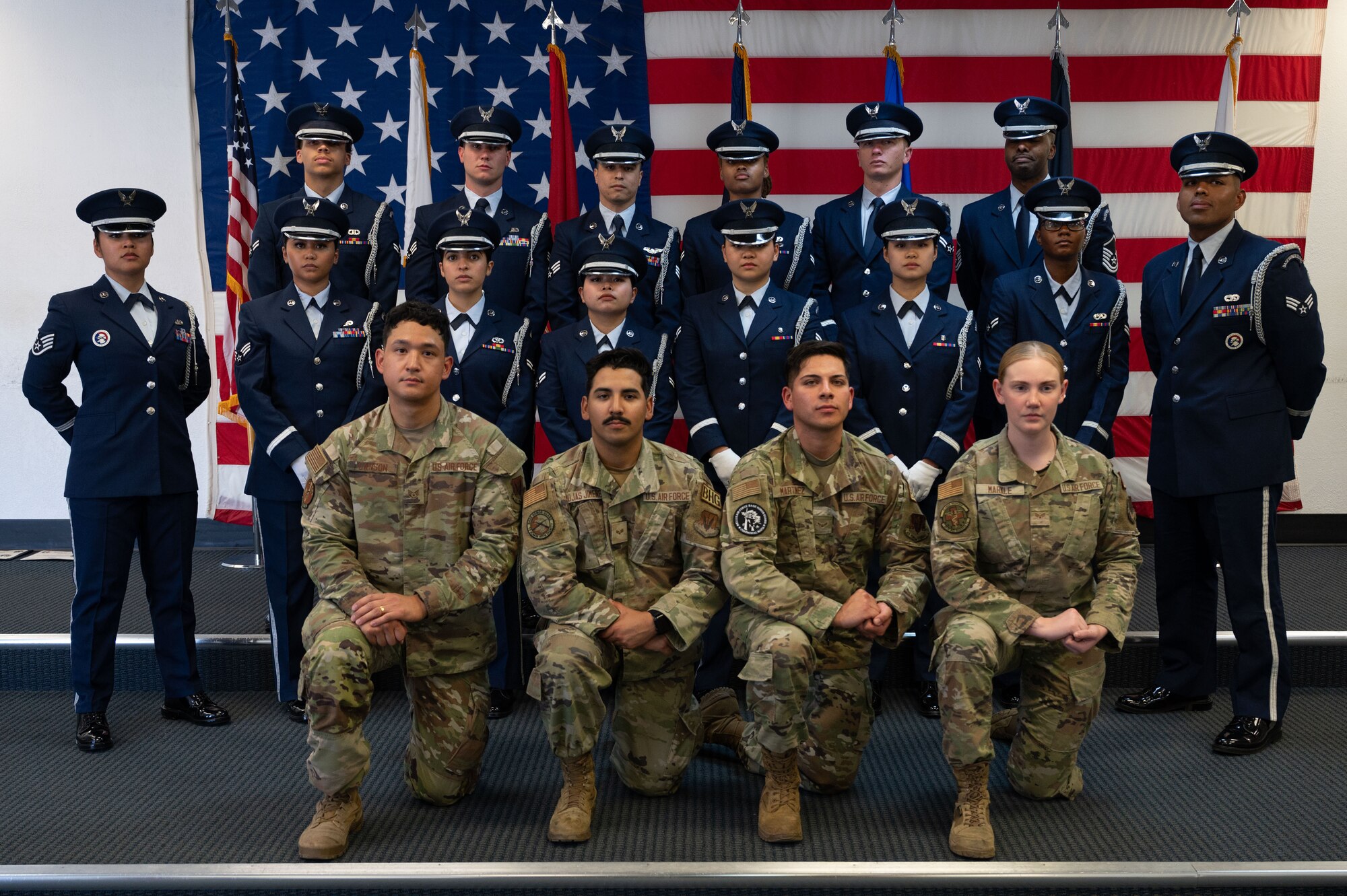 A group of Airmen stand together for a photo.