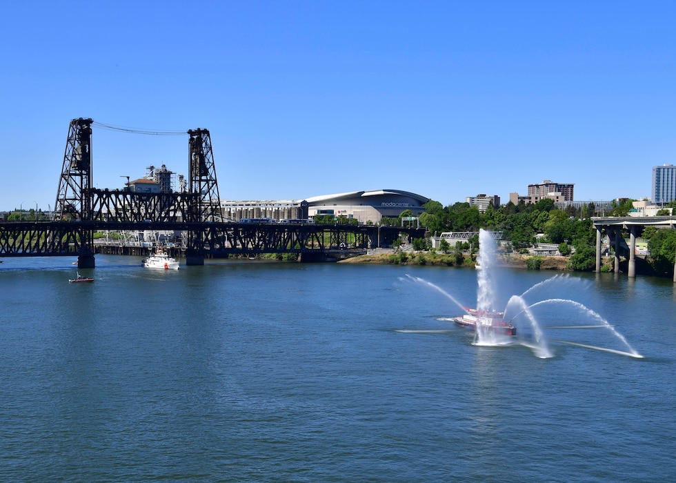 The U.S. Coast Guard Cutter John McCormick (WPC 1121) passes under Steel Bridge for the annual Rose Festival during Portland Fleet Week in Portland, Oregon June 5, 2024. Portland Fleet Week is a time-honored celebration of the sea services and provides an opportunity for the citizens of Oregon to meet Sailors, Marines and Coast Guardsmen, as well as witness firsthand the latest capabilities of today’s maritime services. (U.S. Navy photo by Mass Communication Specialist 1st Class Heather C. Wamsley)