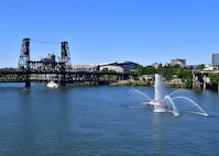 The U.S. Coast Guard Cutter John McCormick (WPC 1121) passes under Steel Bridge for the annual Rose Festival during Portland Fleet Week in Portland, Oregon June 5, 2024. Portland Fleet Week is a time-honored celebration of the sea services and provides an opportunity for the citizens of Oregon to meet Sailors, Marines and Coast Guardsmen, as well as witness firsthand the latest capabilities of today’s maritime services. (U.S. Navy photo by Mass Communication Specialist 1st Class Heather C. Wamsley)