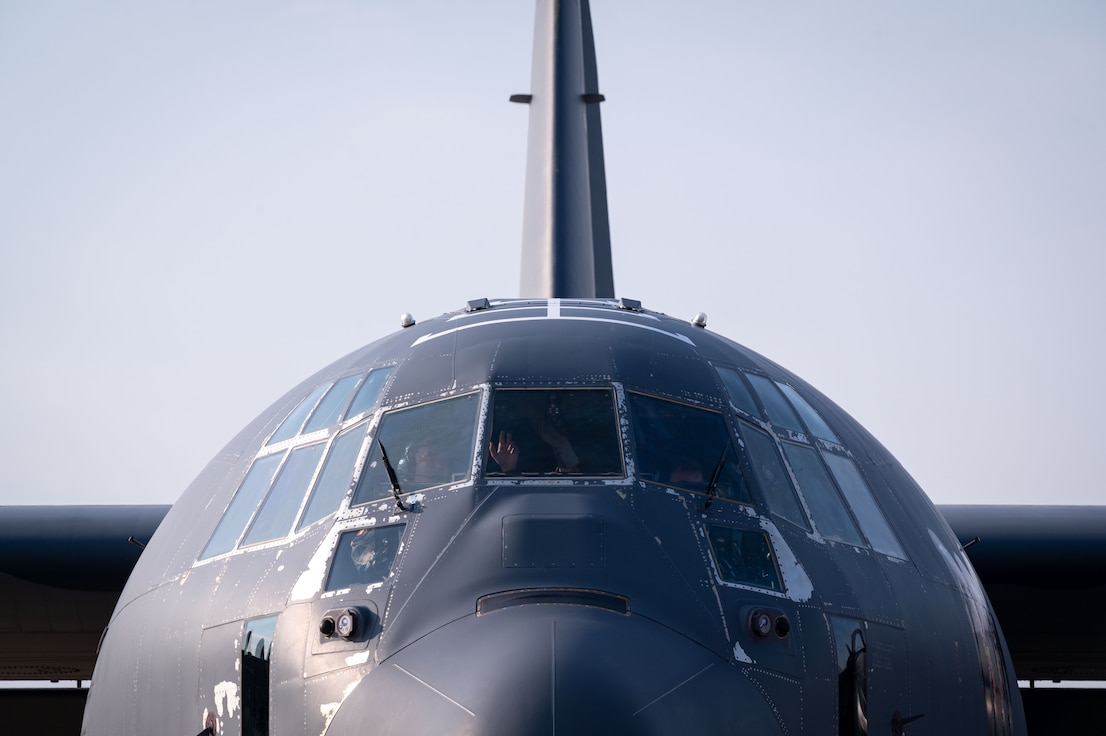 A U.S. Air Force AC-130J Ghostrider gunship assigned to the 4th Special Operations Squadron from Hulburt Field, Fla. shuts down engines at Osan Air Base, Republic of Korea (ROK) June 12, 2024. The Ghostrider and its crews are participating in a regularly scheduled joint, combined exchange and training (JCET) event designed to positively affect the combat readiness of special operations forces (SOF) personnel in support of the mutual defense of the U.S. and ROK homelands. (U.S. Air Force photo by Senior Airman Jacob Cabanero)
