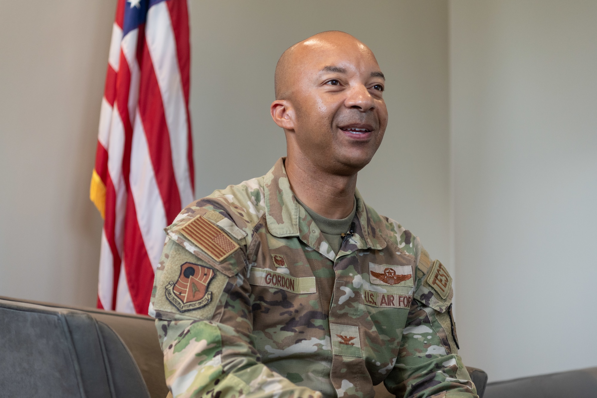 Col. Randel Gordon, who will depart his post as Arnold Engineering Development Complex commander on June 13, 2024, discusses accomplishments during his tenure and his upcoming retirement from the Air Force during an interview May 20, 2024, at Arnold Air Force Base, Tenn., headquarters of AEDC. (U.S. Air Force photo by Keith Thornburgh)