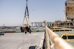U.S. Marines with 2nd Distribution Support Battalion, Combat Logistics Regiment 2, 2nd Marine Logistics Group, load a Medium Tactical Vehicle Replacement MK26 wrecker after exercise Native Fury 24 at a port in the United Arab Emirates, May 28, 2024. Exercise Native Fury 24 is a key multi-lateral exercise sponsored by U.S. Central Command and executed by U.S. Marine Corps Forces Central Command in collaboration with the Kingdom of Saudi Arabia and the United Arab Emirates. This iteration emphasizes the strategic use of logistics and leverage the extensive network of roads and infrastructure across the Arabian Peninsula. (U.S. Marine Corps photo by Cpl. Meshaq Hylton)