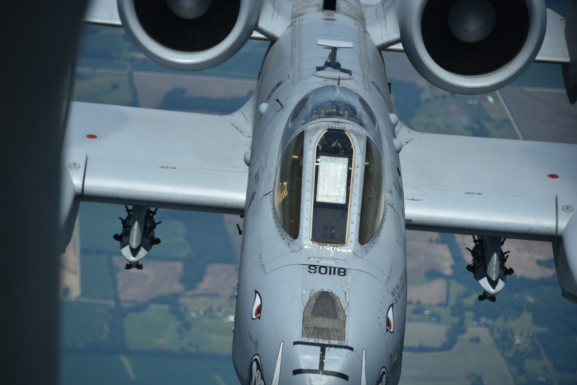 U.S. Air Force A-10 Thunderbolt II gets refueled over Whiteman Air Force Base