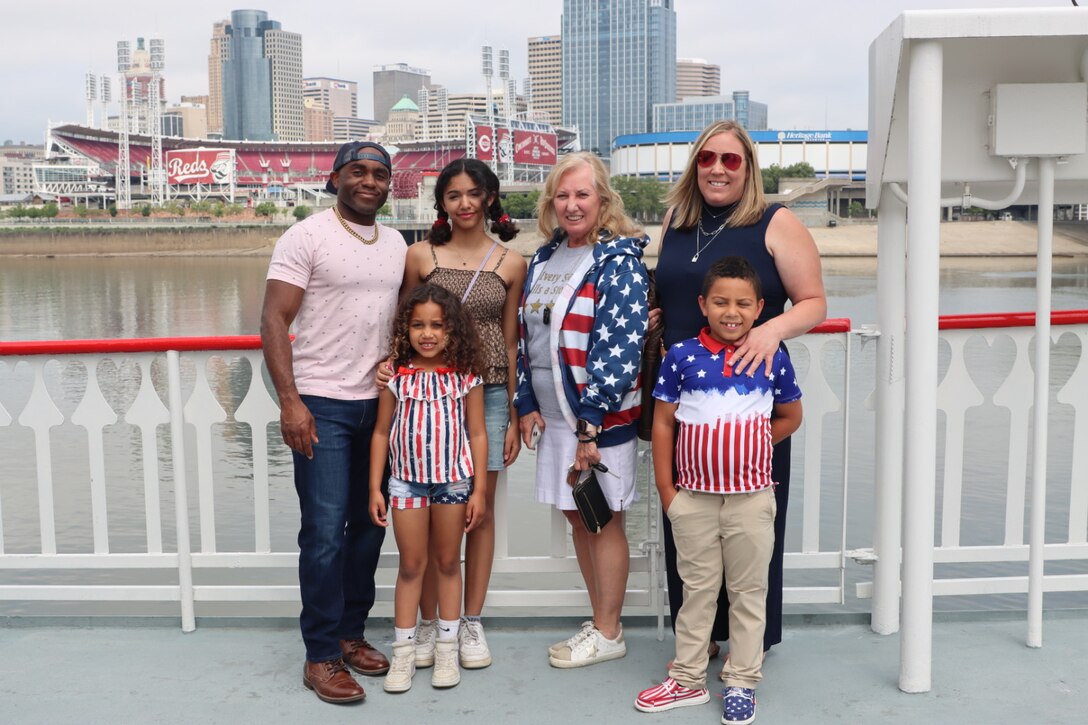 Gold Star family members come together during the 10th Riverboat Ride hosted by Survivors Outreach Services aboard the Belle of Cincinnati on the Ohio River, June 2 2024. This annual event brings together surviving family members of fallen U.S. Army Soldiers and senior military leaders for a day of remembrance. (U.S. Army National Guard photo by Capt. Kaitlin Baudendistel)