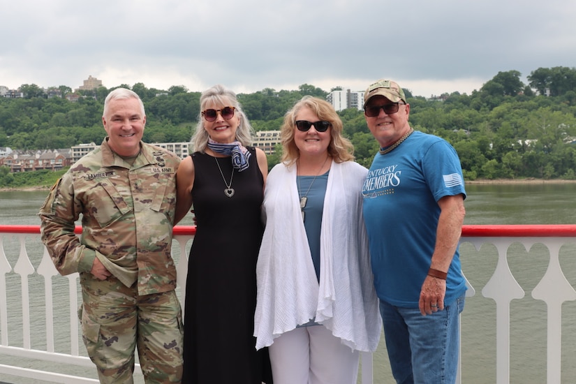 Gold Star family members come together during the 10th Riverboat Ride hosted by Survivors Outreach Services aboard the Belle of Cincinnati on the Ohio River, June 2 2024. This annual event brings together surviving family members of fallen U.S. Army Soldiers and senior military leaders for a day of remembrance. (U.S. Army National Guard photo by Capt. Kaitlin Baudendistel)