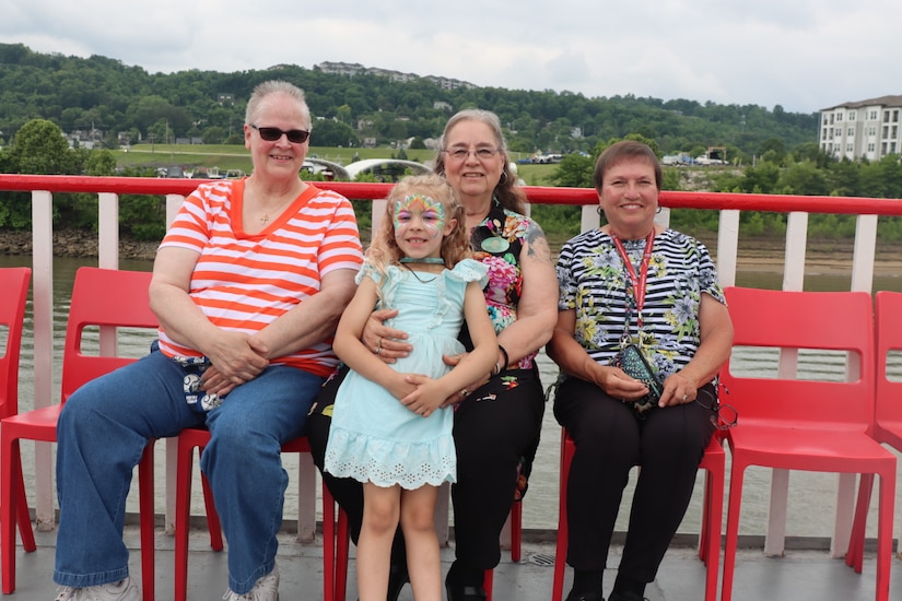 Gold Star family members come together during the 10th Riverboat Ride hosted by Survivors Outreach Services aboard the Belle of Cincinnati on the Ohio River, June 2 2024. This annual event brings together surviving family members of fallen U.S. Army Soldiers and senior military leaders for a day of remembrance. (U.S. Army National Guard photo by Capt. Kaitlin Baudendistel)