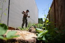 Culinary Specialist 3rd Class John Garcia assigned to the Independence-variant littoral combat ship USS Montgomery (LCS 8) assists in beautifying the exterior of a thrift store organized by Union Gospel Mission as a part of the annual Rose Festival during Portland Fleet Week in Portland, Oregon, June 8, 2024. Portland Fleet Week is a time-honored celebration of the sea services and provides an opportunity for the citizens of Oregon to meet Sailors, Marines and Coast Guardsmen, as well as witness firsthand the latest capabilities of today’s maritime services. (U.S. Navy photo by Mass Communication Specialist 2nd Class Jordan Jennings)