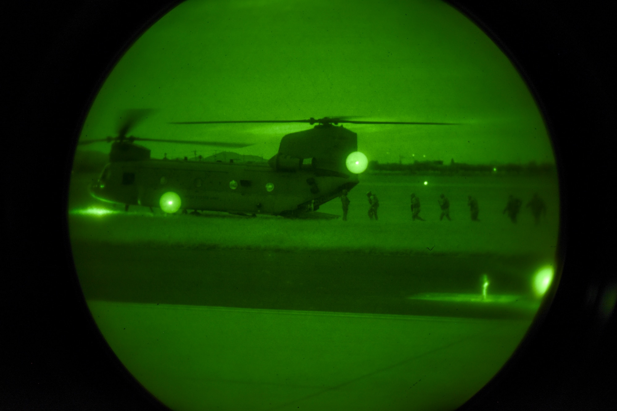 U.S. Soldiers assigned to the 3rd General Support Aviation Battalion, 2nd Combat Aviation Brigade, 2nd Infantry ROK/U.S. Combined Division, depart after a joint training event at Osan Air Base, Republic of Korea, June 5, 2024. The training incorporated agile combat employment concepts and integrated knowledge and skills between U.S. military branches. (U.S. Air Force photo by Senior Airman Sabrina Fuller-Judd)