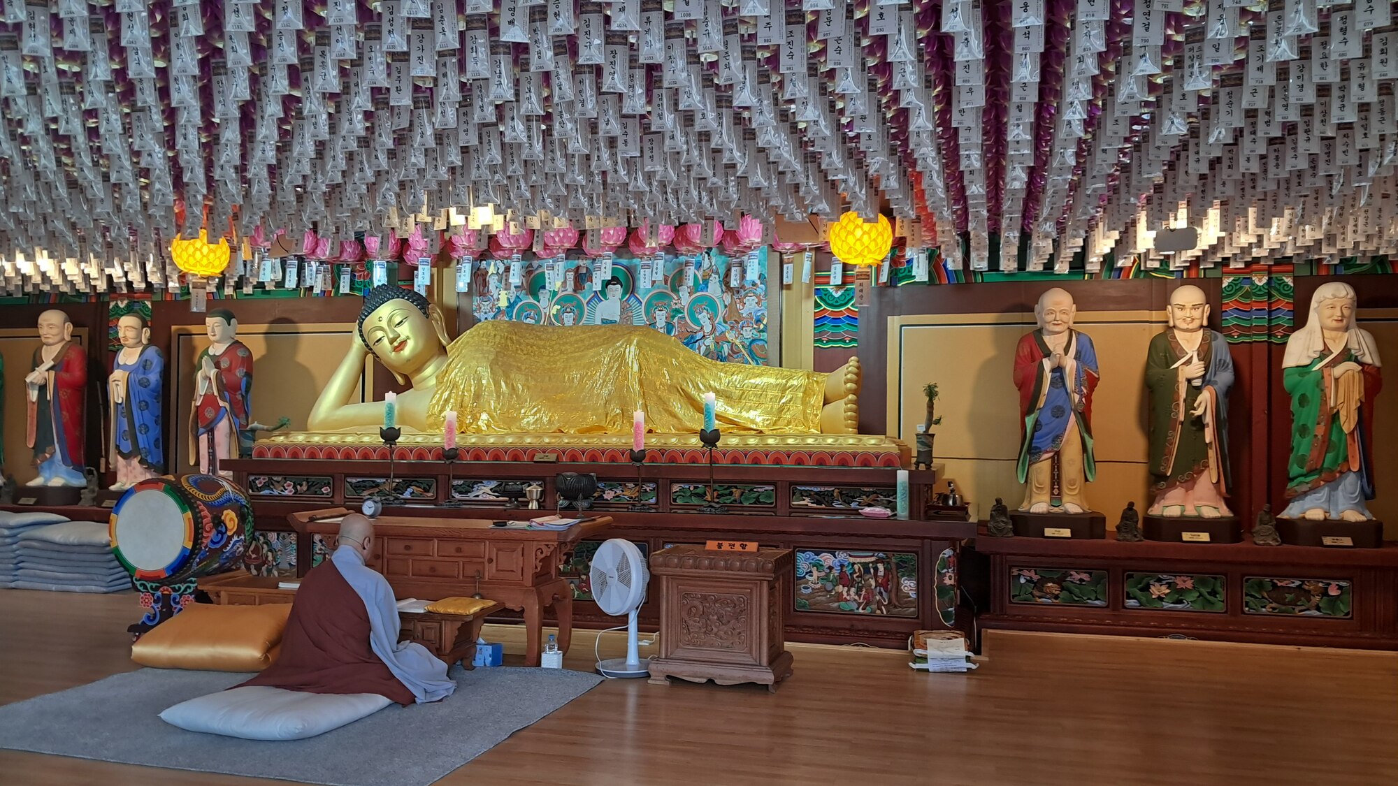 A Buddhist monk meditates at Haedong Yonggungsa Temple, Republic of Korea, May 1, 2024.