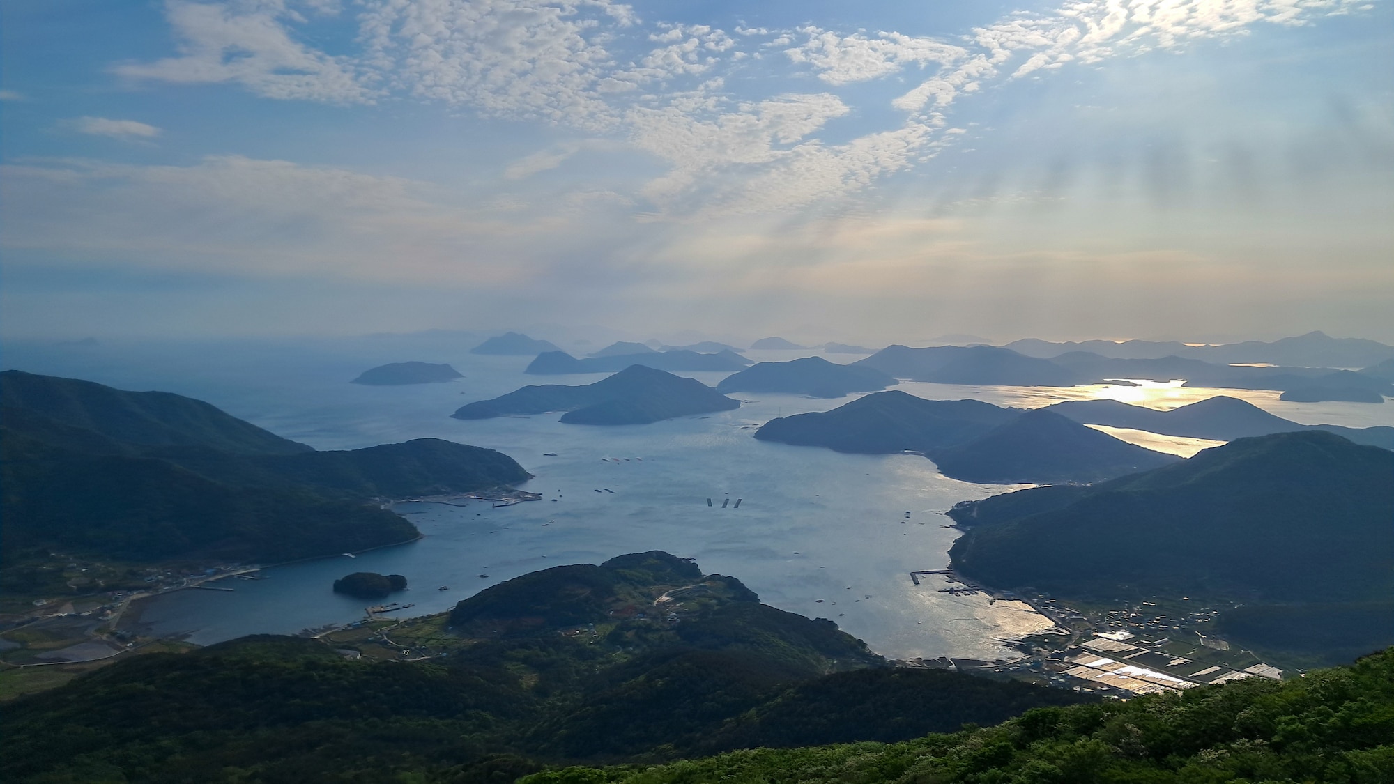 The Hallyeosudo coast and nearby islands can be seen from the Geoje Panorama Cable Car upper observatory in Geoje, Republic of Korea, May 1, 2024.