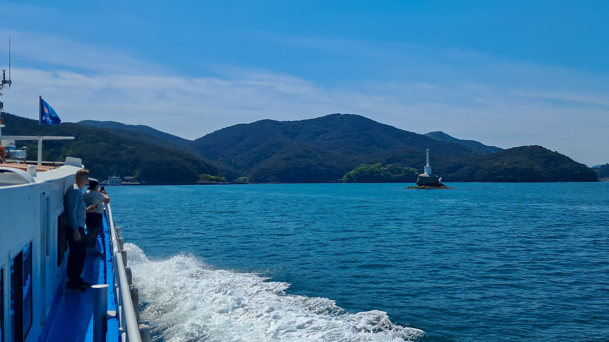 Visitors participating in the U.S. Forces Korea Korean Cultural Immersion Program take a passenger ferry to Hansando Island, part of Hallyeohaesang National Park, Republic of Korea, May 2, 2024.