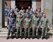 United States Navy and Royal Australian Navy Sailors enrolled in the U.S. Naval Submarine School’s Basic Enlisted Submarine School pose for a photo between training sessions aboard the Naval Submarine Base New London in Groton, Connecticut, Jun. 11, 2024.