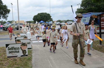 Children following a leader