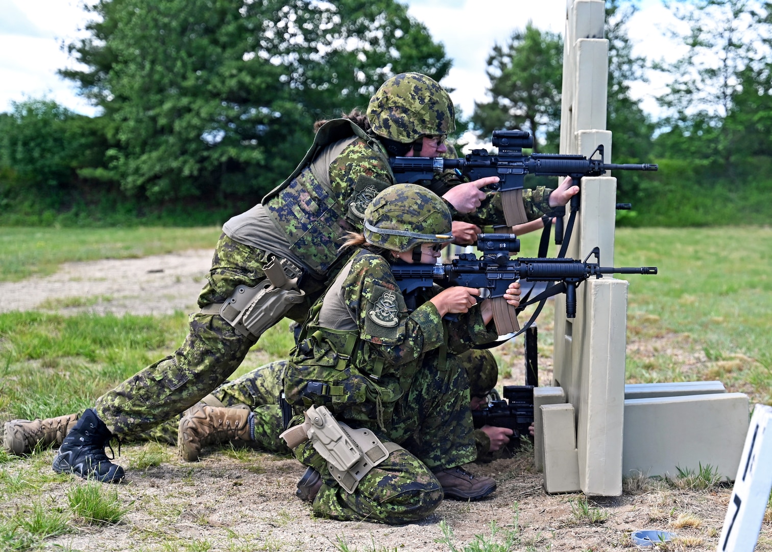 Team Canada’s four-person squad shoots the “Know Your Limits” rifle course at the 2024 New Hampshire National Guard Combat Marksmanship Match on June 8 at Fort Devens, Mass.