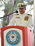 Capt. Luis J. Rodriguez addresses the audience during the Coast Guard Sector San Juan’s Change of Command Ceremony in San Juan, Puerto Rico June 13, 2022. During the ceremony, Capt. Rodríguez relieved Capt. José E. Díaz as the commander of the unit. The change of command ceremony is a time-honored military tradition that marks a transfer of total authority and responsibility from one individual to another. (Coast Guard photo by Ricardo Castrodad)