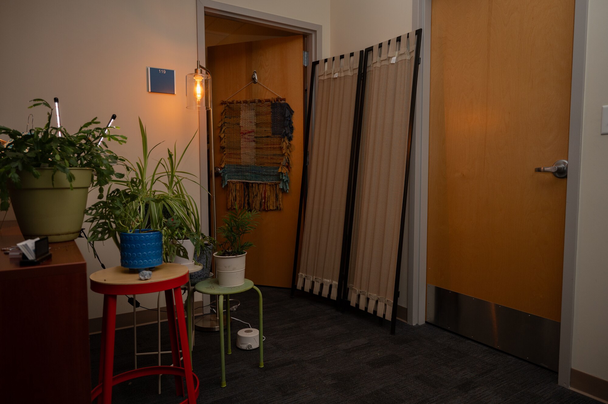 The Zen Den is a space within the 102nd Intelligence Wing where members can go for their mental wellness needs. The space was built as an escape from the fast-paced environment on base, designed intentionally to look, smell, sound and feel different than all workstations.