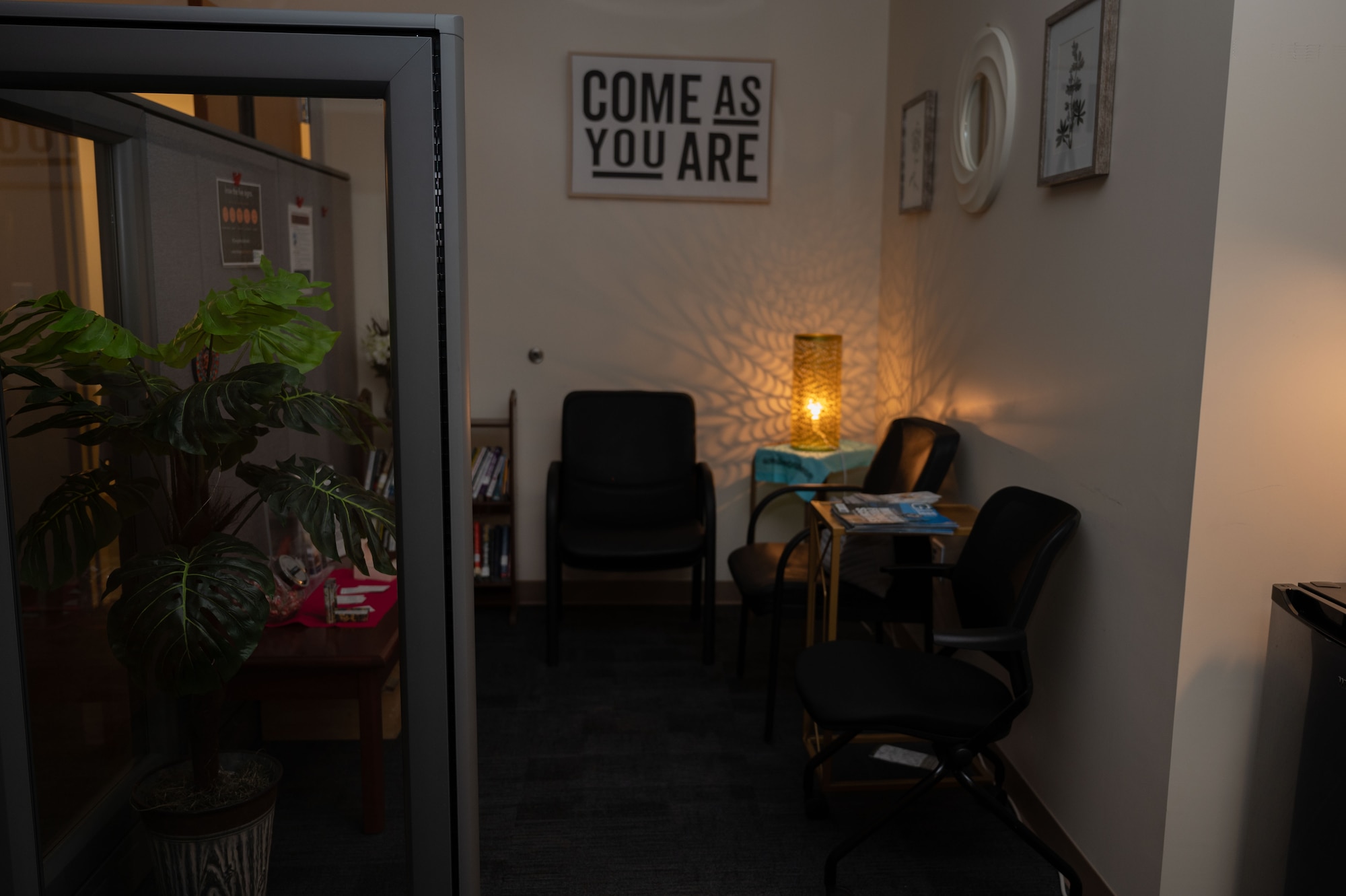 The Zen Den is a space within the 102nd Intelligence Wing where members can go for their mental wellness needs. The space was built as an escape from the fast-paced environment on base, designed intentionally to look, smell, sound and feel different than all workstations.