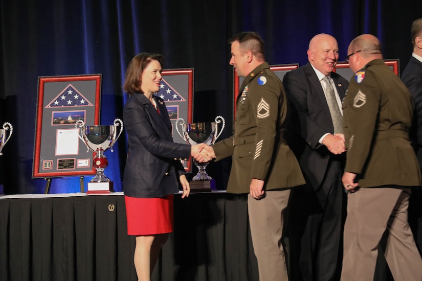 I Company joined other food service professionals from every branch of the military who were also receiving awards for being the top of their branch's food service units. (U.S. Army National Guard photo by Sgt. 1st. Class Benjamin Crane)