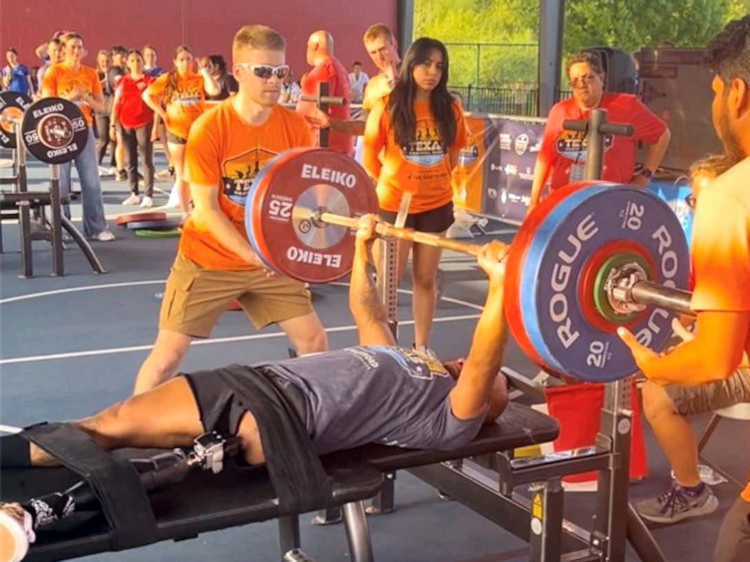 Gene Calantoc at the 2024 Texas regionals, where he won first place in his weight class for pushing 259 pounds!
