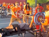 Gene Calantoc at the 2024 Texas regionals, where he won first place in his weight class for pushing 259 pounds!