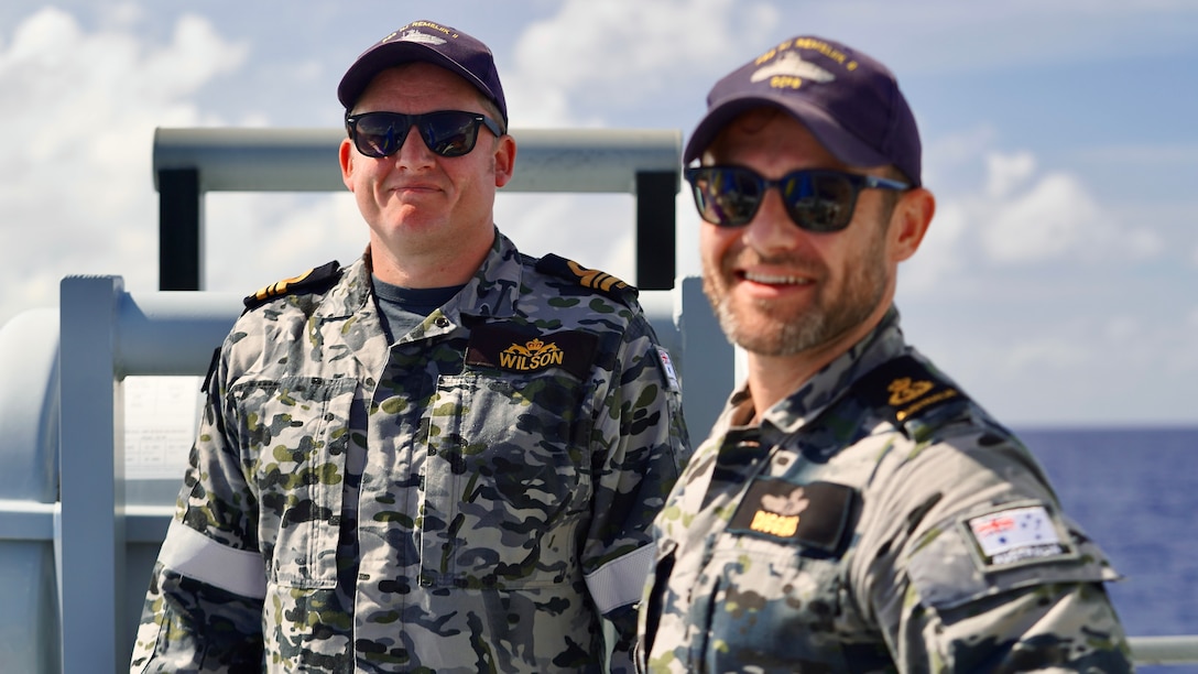 Members of the Pacific Maritime Security Program assigned to the Republic of Palau take a moment for a photo while offshore Guam on June 5, 2024, to build proficiency and exchange best practices. Participants from the Guardian-class patrol ships PSS President HI Remeliik II (001) from the Republic of Palau and FSS Bethwel Henry (P902) from the Federated States of Micronesia, the Forum-class RMIS Lomor (03) from the Republic of the Marshall Islands, along with members from the USCGC Oliver Henry (WPC 1140), USCGC Frederick Hatch (WPC 1143), U.S. Coast Guard Forces Micronesia, and U.S. Coast Guard Base Guam team, showcased their skills. The event, part of the inaugural Operation Irensia, was held with partners from the Royal Australian Navy and Australian Defence Force Pacific Maritime Security Program, highlighting the collaborative spirit and enhanced interoperability among Pacific allies from June 3-9, 2024. (U.S. Coast Guard photo by Chief Warrant Officer Sara Muir)