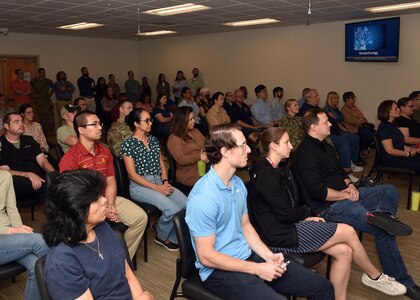 JOINT BASE SAN ANTONIO-FORT SAM HOUSTON – (June 13, 2024) – Leadership, researchers, and support staff attended the ninth edition of Mission Possible, an information-sharing event, held at the Tri-Service Research Laboratory. The purpose of Mission Possible is to better inform members of the command on the tactics, techniques, and procedures of the science directorates to include the resource acquisitions and administrative directorates. NAMRU San Antonio’s mission is to conduct gap driven combat casualty care, craniofacial, and directed energy research to improve survival, operational readiness, and safety of Department of Defense (DoD) personnel engaged in routine and expeditionary operations. It is one of the leading research and development laboratories for the U.S. Navy under the DoD and is one of eight subordinate research commands in the global network of laboratories operating under the Naval Medical Research Command in Silver Spring, Md. (U.S. Navy photo by Burrell Parmer, NAMRU San Antonio Public Affairs/Released)
