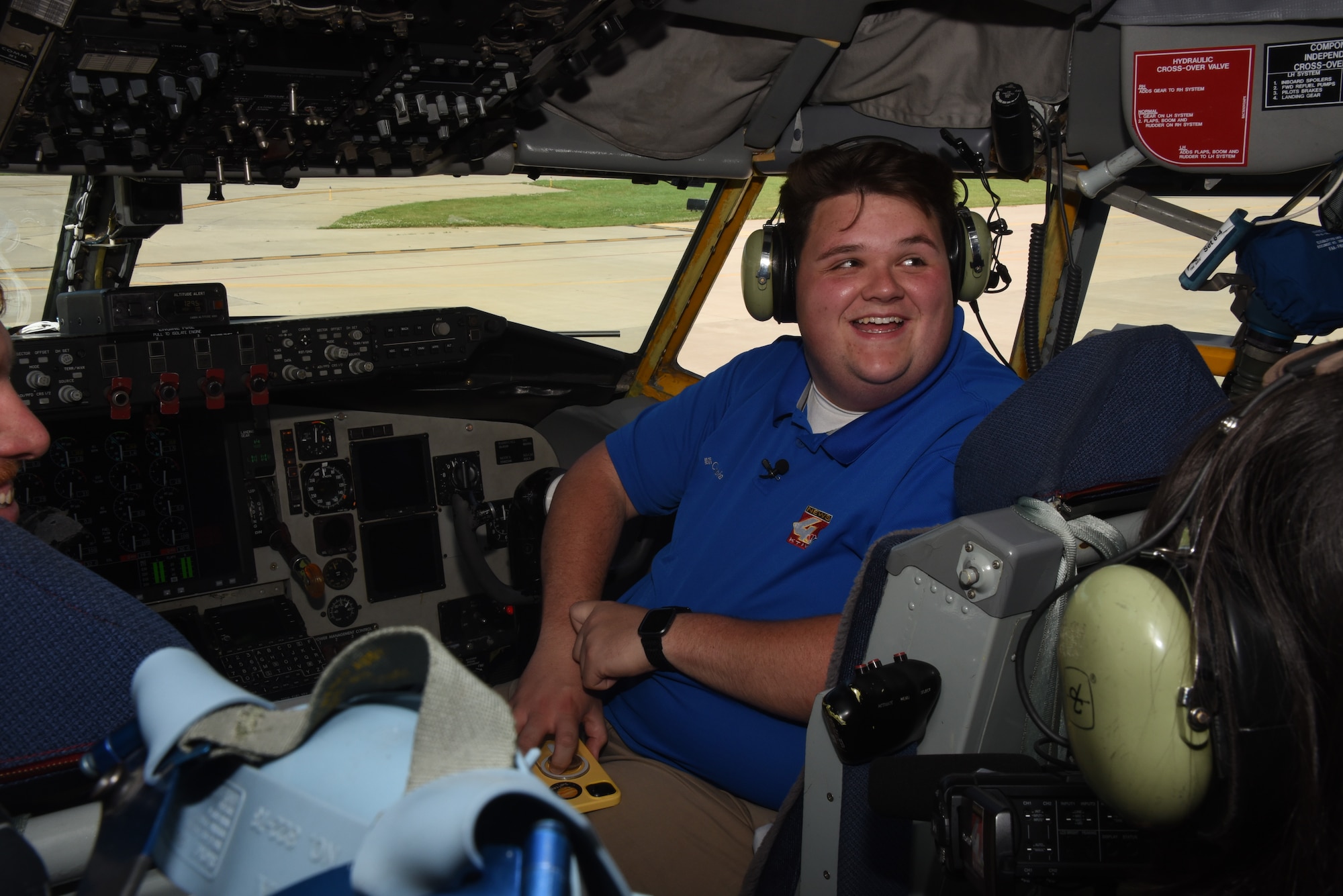 KTIV Morning Meteorologist, Jacob Howard sits in the cockpit of a U.S. Air Force KC-135 Stratotanker.