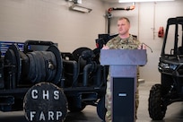 U.S. Air Force Lt. Col. Morton gives speech.