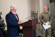Retired U.S. Air Force Col. Paul Eberhart gives speech.