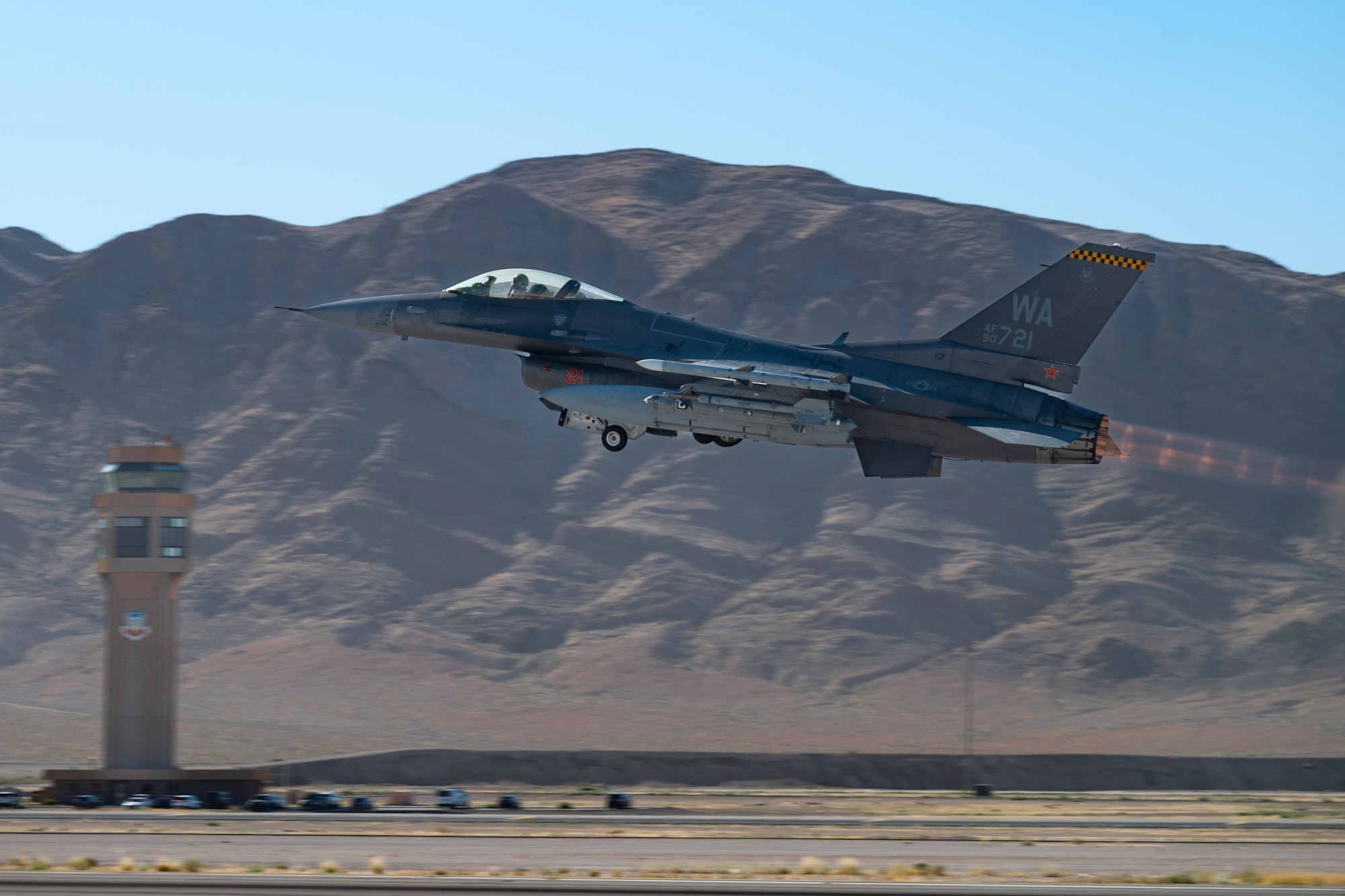 57th Wing commander takes off on an F-16