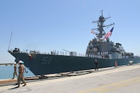 240529-N-GA645-1017 NAVAL STATION ROTA, Spain (May 29, 2024) Sailors man the rail
as the Arleigh Burke-class guided-missile destroyer USS Arleigh Burke (DDG 51) returns to
Naval Station Rota, May 29, 2024. Arleigh Burke, forward-deployed to Rota, is on a scheduled
patrol in the U.S. Sixth Fleet area of operations in support of U.S. national security interests in
Europe and Africa. (U.S. Navy photo by Courtney Pollock)