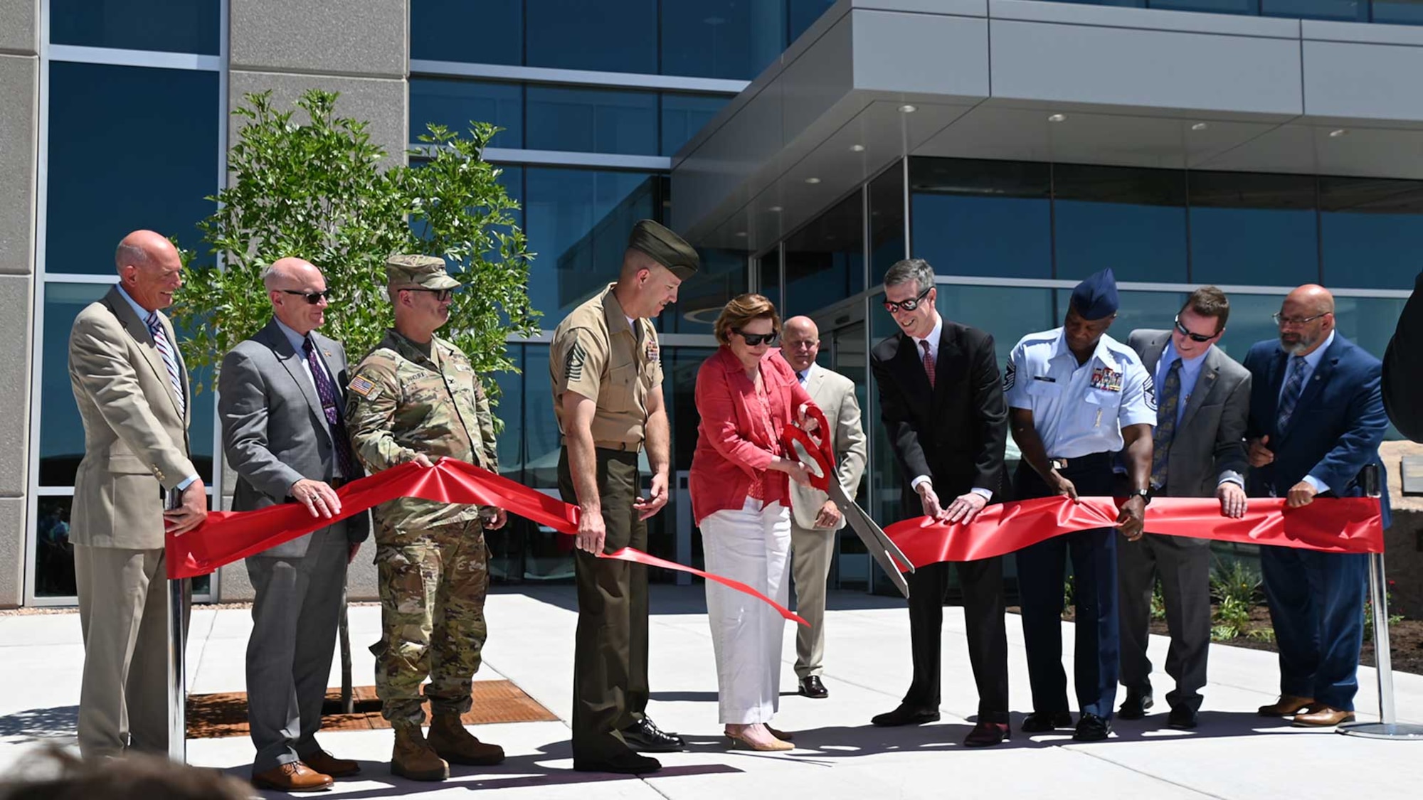 The Defense Threat Reduction Agency’s Albuquerque Office (DTRA-ABQ) hosted a ribbon-cutting ceremony Wednesday, June 12, 2024, for the agency’s new multi-use building on Kirtland Air Force Base. The 76,000 square foot facility will be home to more than 300 U.S. military personnel and DoD civilians and includes unclassified and classified workspaces and meeting rooms, administrative offices, and a seismic laboratory.