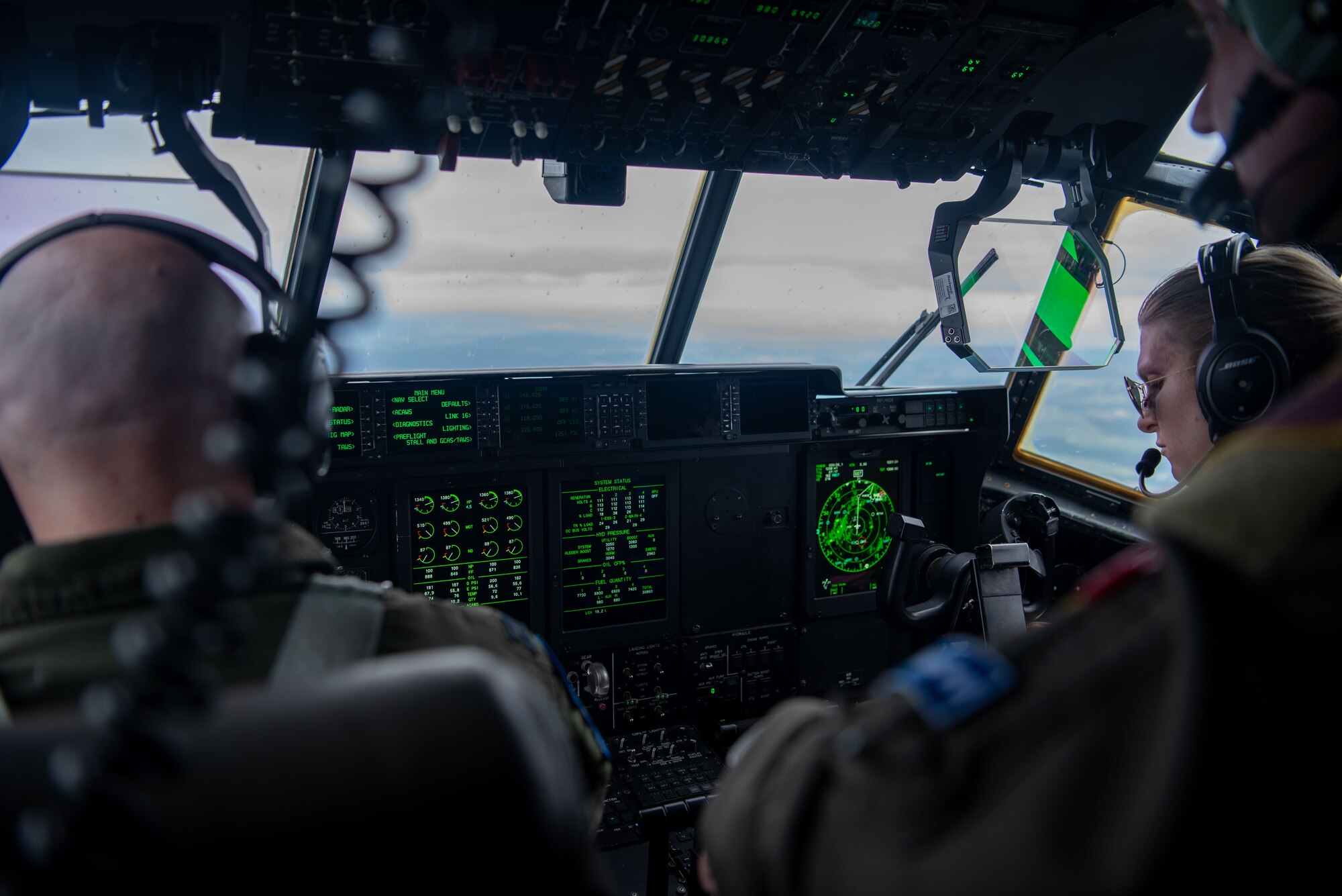 Pilots fly plane
