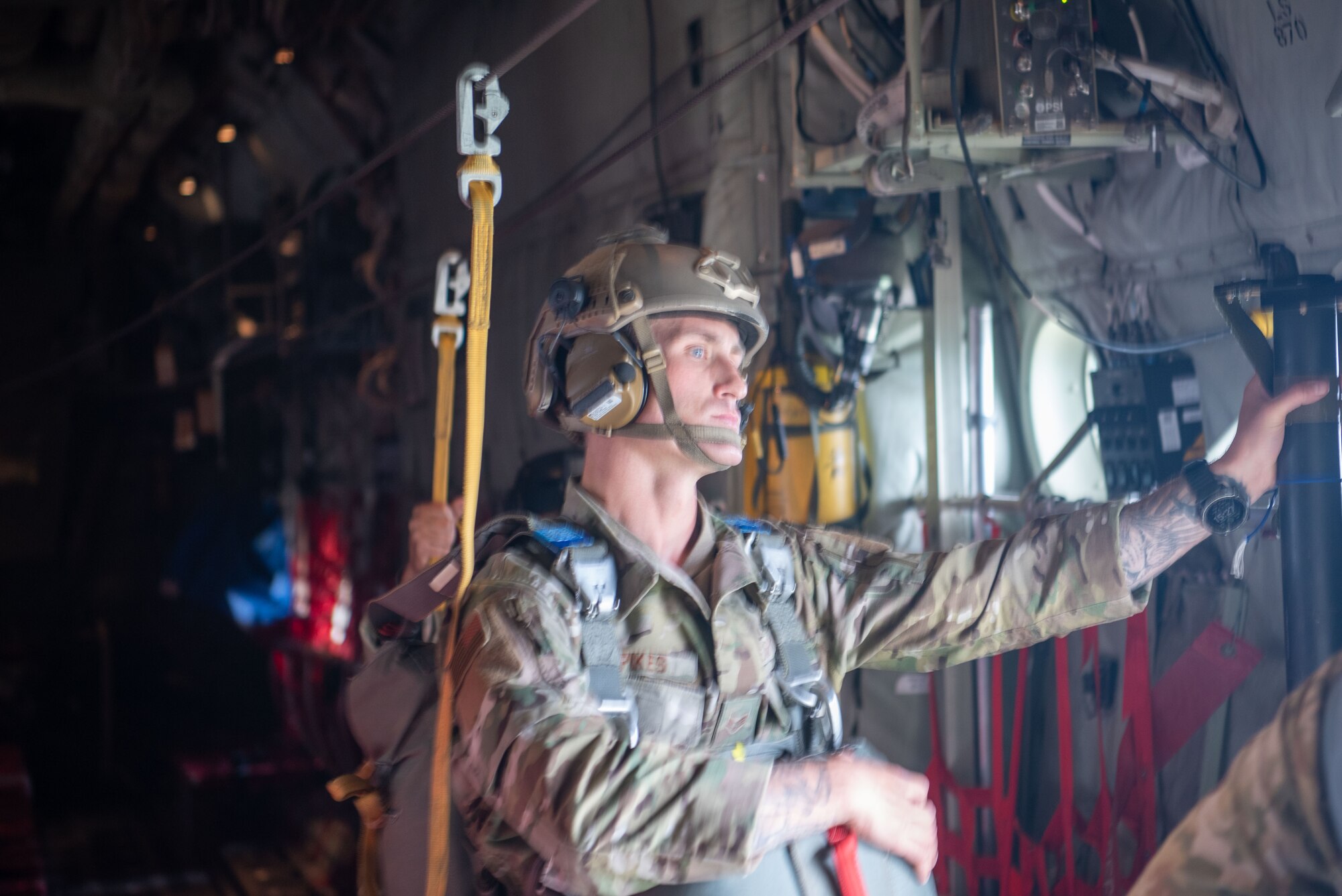 Airman waits to jump out plane