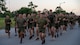 Marines from the Marine Detachment, Fort Eisenhower run in formation during Fort Eisenhower's 5k fun run celebrating the 249th birthday of the U.S. Army, June 14, 2024.