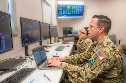 Space Test Course Class 24A students communicate with and operate an Air Force Research Laboratory XVI satellite at the U.S. Air Force Test Pilot School on Edwards Air Force Base, California, May 20. (Air Force photo by Giancarlo Casem)